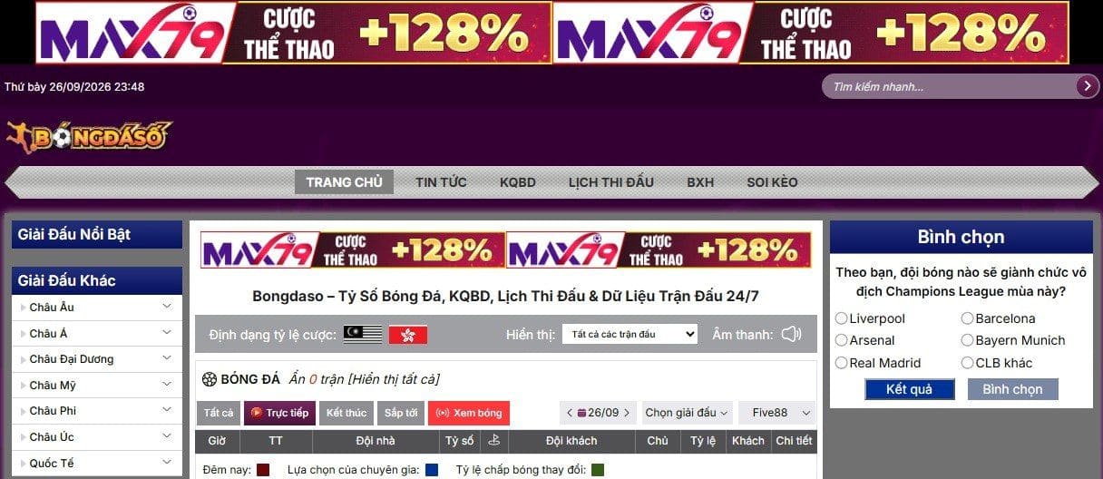Bongdaso nơi tổng hợp dữ liệu, tỷ lệ và nhận định bóng đá